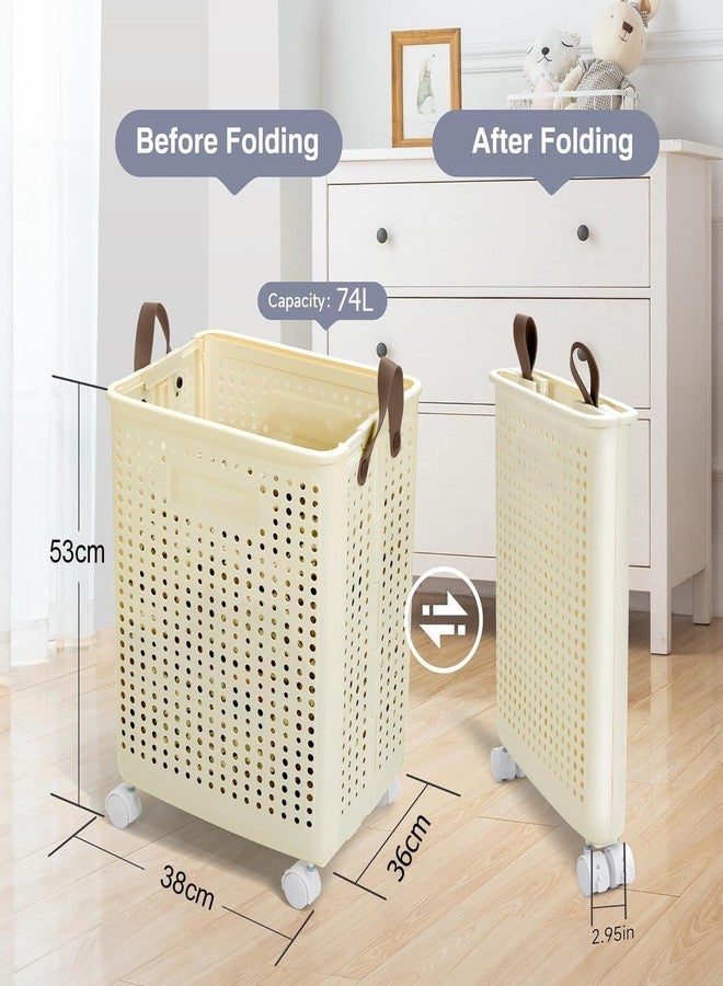 Styleys Collapsible Laundry Basket with Wheels & Handle - 74L Foldable Plastic Hamper for Clothes, Toys & Storage - Waterproof, Space-Saving Organizer for Home, Dorm & Bathroom (6024-L) - Image 4